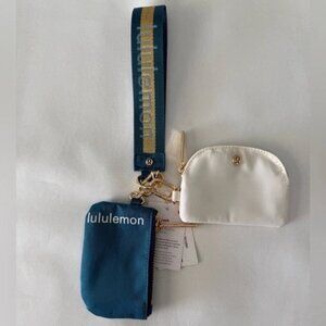 Lululemon Dual Pouch Wristlet Keychain Wallet Logo